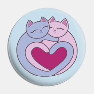 Pink Heart Love Cats Kawaii Pin