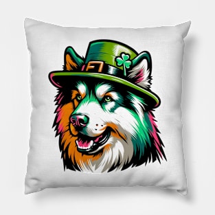 Lapponian Herder Dog Celebrates Saint Patrick's Day Pillow