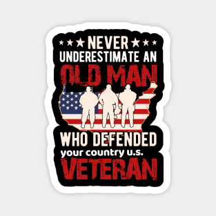 Old Man Veteran American Veteran Military Magnet