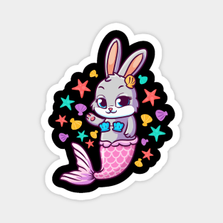 Cute Bunny Mermaid Swimming Bunnies Magnet