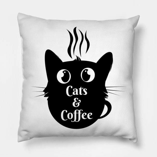 Cats and coffee Pillow by Rishirt