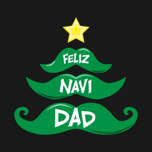 Feliz Navidad Christmas Tree Mustache Design T-Shirt