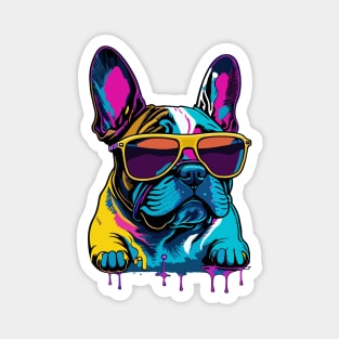 Neon French Bulldog with Sunglasses Magnet