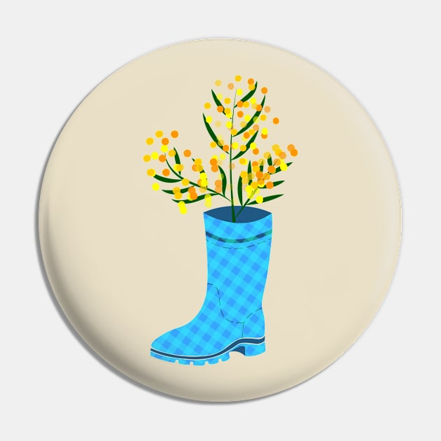 Rubber boots Wellies blue checkered Wellington boots and mimosa flower Pin by Cute-Design