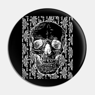 Vintage Goth Skull and Wallpaper Pin