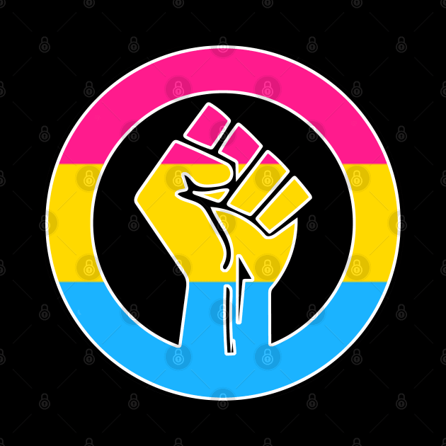 Black Lives Matter Fist Circled LGBTQ Flag Pansexual by aaallsmiles