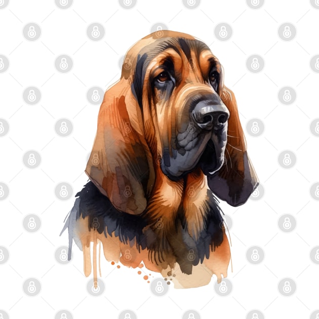 Bloodhound Watercolor Painting - Beautiful Dog by Edd Paint Something