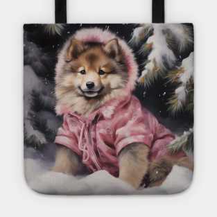 Finnish Lapphund In Snow Tote