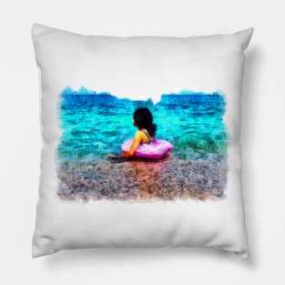 A girl in a sea Pillow