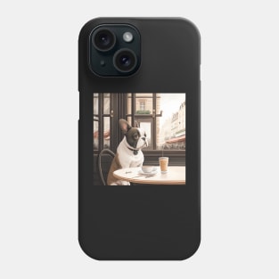 French Bull Dog in a French Bistro Coffee Illustration Phone Case