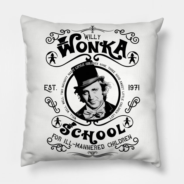 Wonka School for Ill-Mannered Children Pillow by Alema Art