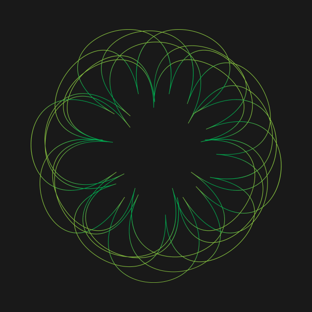 green line looks flower form by blue orange abstract
