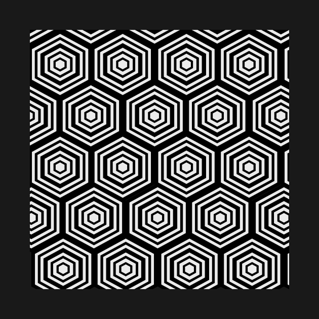 abstract monochrome geometric design with hexagons by pauloneill-art