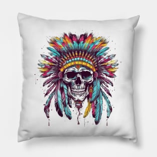 Native American Chief Skull #5 Pillow