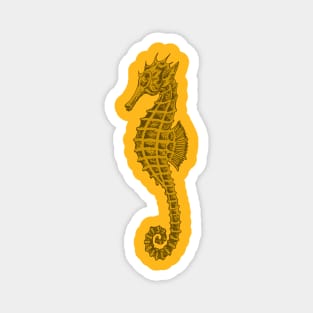 Cute Seahorse Tattoo Style In Ochre Yellow Magnet