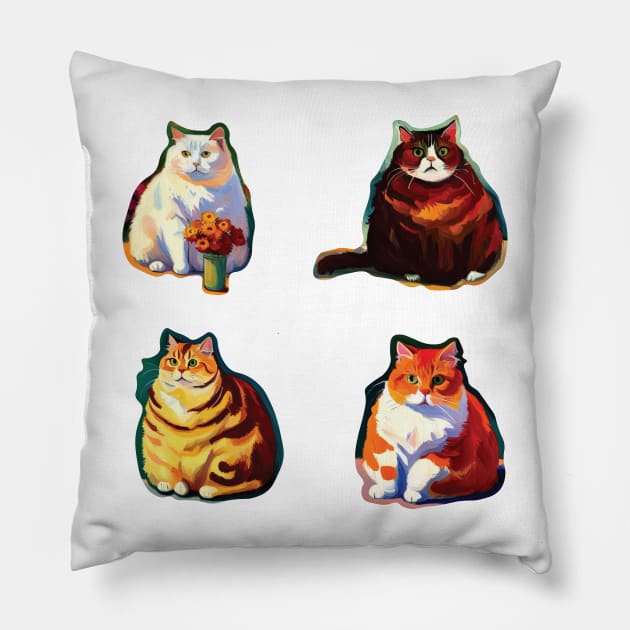 Painted Fat Cats Pillow by DestructoKitty