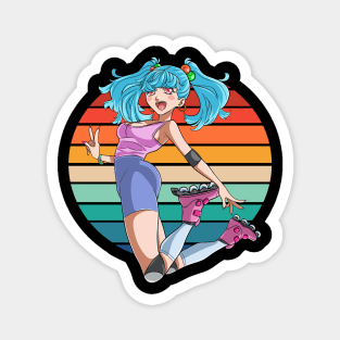 Roller Skate Girl Rollerblades Rollerblading Anime Magnet