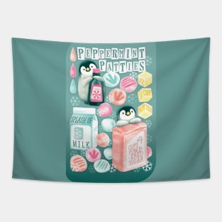 Penguin's Peppermint Patties - mint green Tapestry