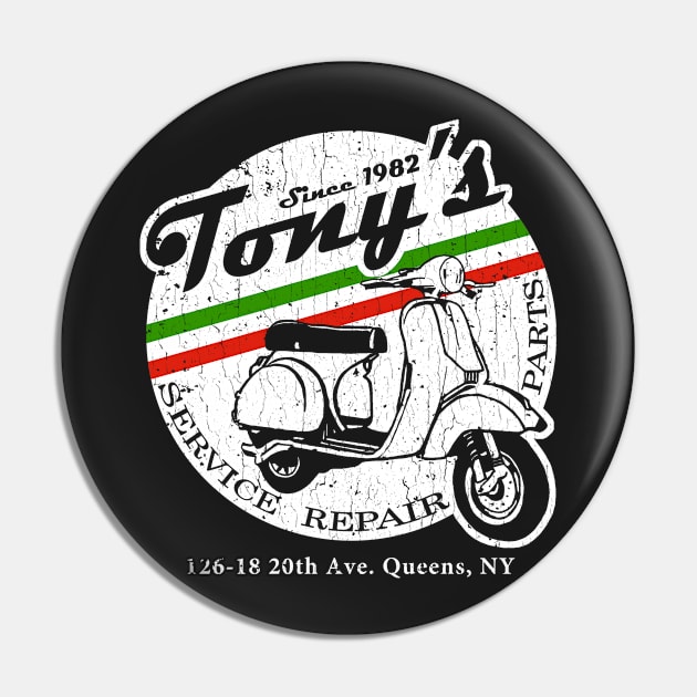 Tony's Scooter Repair (vintage look) Pin by robotface