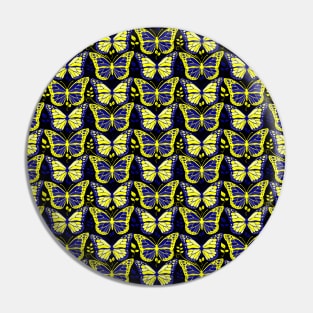 Down Syndrome Blue and Yellow Butterfly Pattern Pin