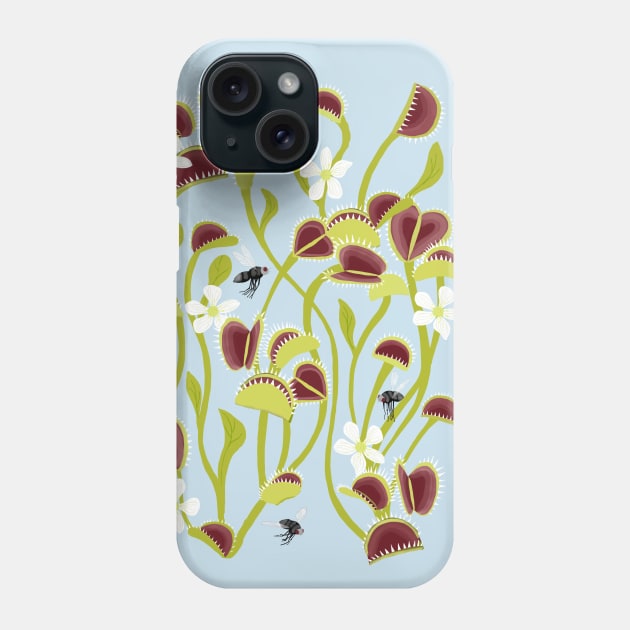 Venus flytraps with flies and flowers Phone Case by ahadden