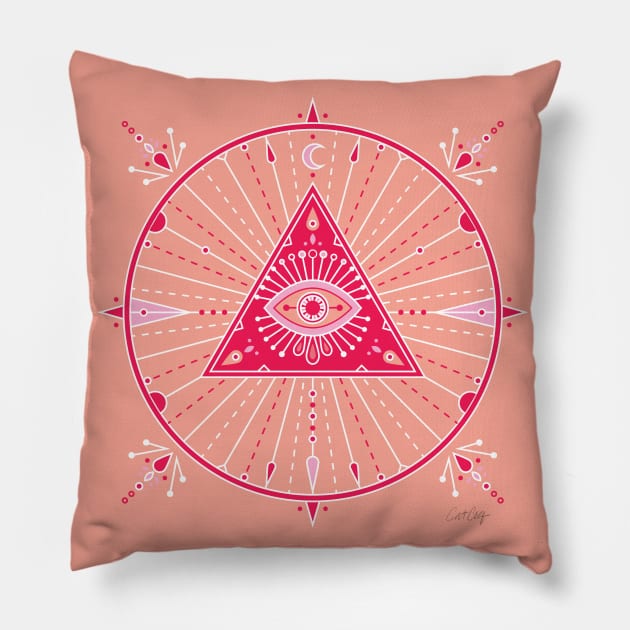 Evil Eye Mandala Pillow by CatCoq