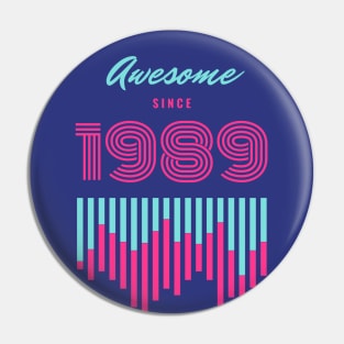 Blue and Pink Retro Birthday Event Pin