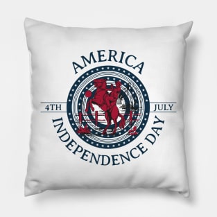 Independence Day with cowboy and horse Pillow