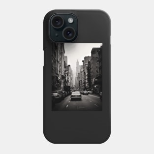 Manhattan avenue in black and white Phone Case