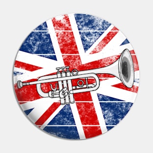 Trumpet UK Flag Britain Trumpeter British Musician Pin