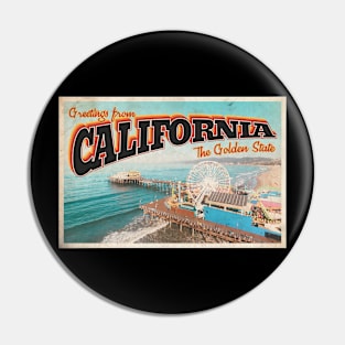 Greetings from California - Vintage Travel Postcard Design Pin