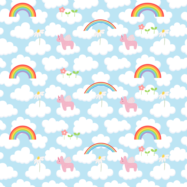 Rainbow land, unicorn, cloud Kids T-Shirt by zzzozzo