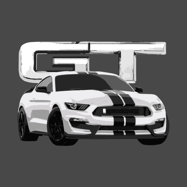 Mustang GT GT350 T-Shirt Oxford White by cowtown_cowboy