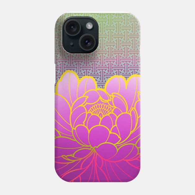 peony flower and sacred geometric pattern Phone Case by weilertsen