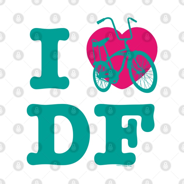 I Love Cycling DF Aqua Pink / Yo Amo andar en Bicicleta en el DF / Chilango Pride / Orgullo Chilango Graphic by chilangopride