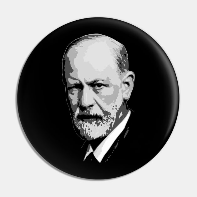 Sigmund Freud Black and White Pin by Nerd_art