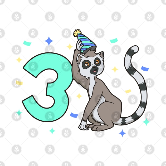 I am 3 with lemur - kids birthday 3 years old by Modern Medieval Design