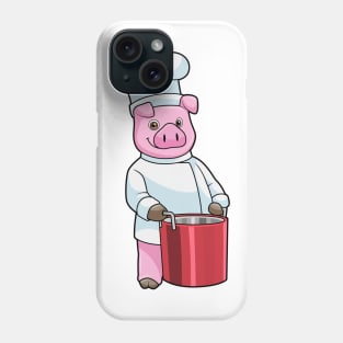 Pig as Cook with Cooking pot Phone Case