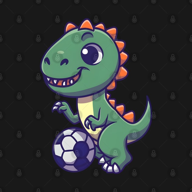 Cute dinosaur playing football by Spaceboyishere