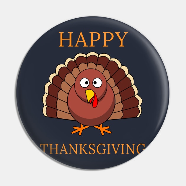 Happy Thanksgiving Day Funny Cartoon Turkey Gift Pin by klimentina