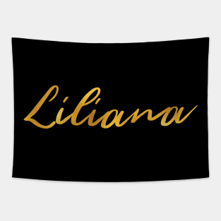 Liliana Name Hand Lettering in Faux Gold Letters Tapestry