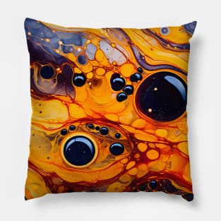 Golden Fluid Art Abstract Pillow