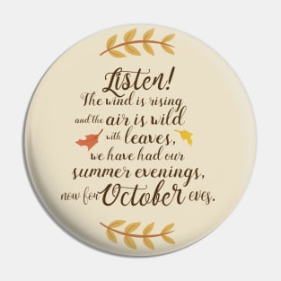 Time for October Eves - October Quotes and Poems Pin