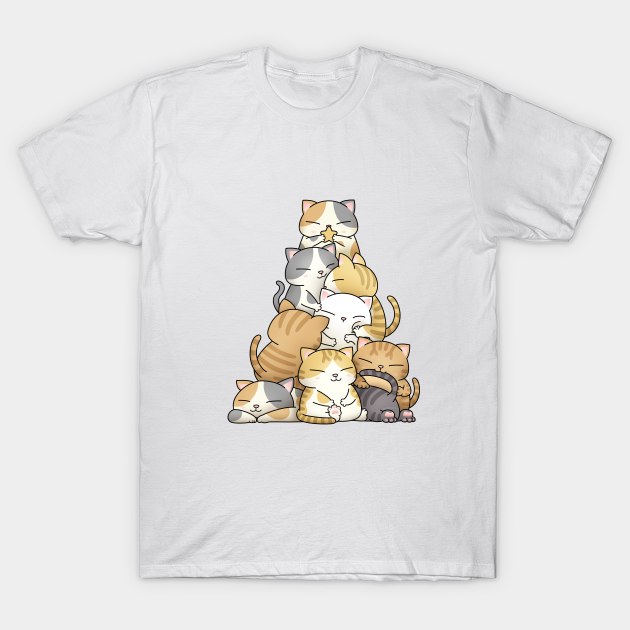 Discover Chubby Cat Christmas Tree (White) - Cat Christmas Tree - T-Shirt