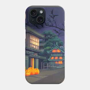 Halloween Moon and Pumpkins in the Vintage Village Phone Case