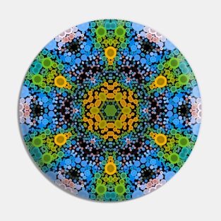 Dot Mandala Flower Yellow Blue and Green Pin