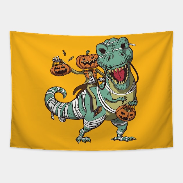 dinosaur jackantern Tapestry by IconRose