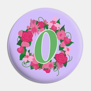 Monogram O, Personalized Floral Initial Pin