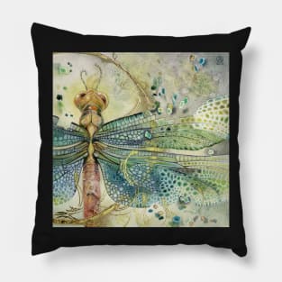 Green Jewel Dragonfly Pillow