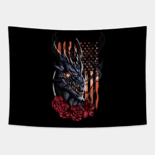 Burning Roses - Hallowed Black Dragon Tapestry